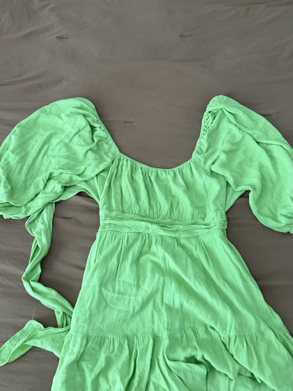 Lulu's Mint Green Puff-Sleeve Midi Dress